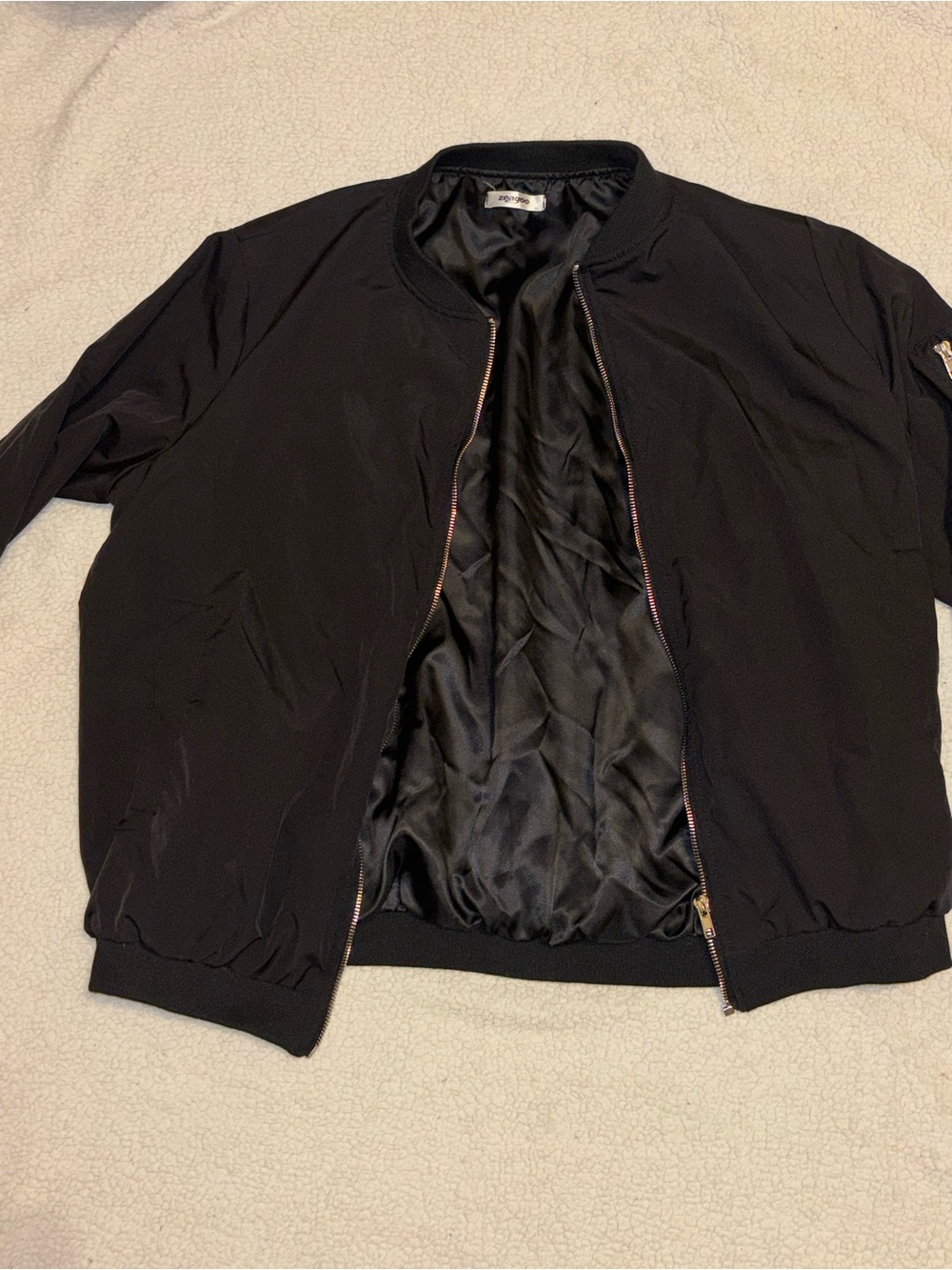 zeagoo Black Bomber Jacket with Satin Lining